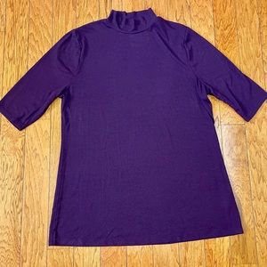 Lane Bryant Mock Neck Short Sleeve Ribbed Maroon Swing Top Size 14/16